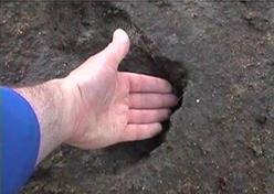 Floor hole in floor with hand